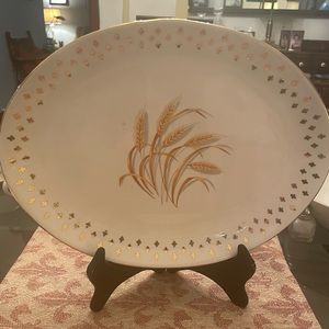 1 1950s, Homer Laughlin, Golden Wheat, Fleur de Lis platter.